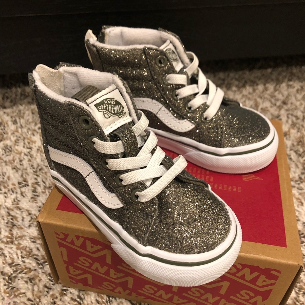 VANS off the wall toddler Glitter Sk8-Hi Zip shoe 5.0T
